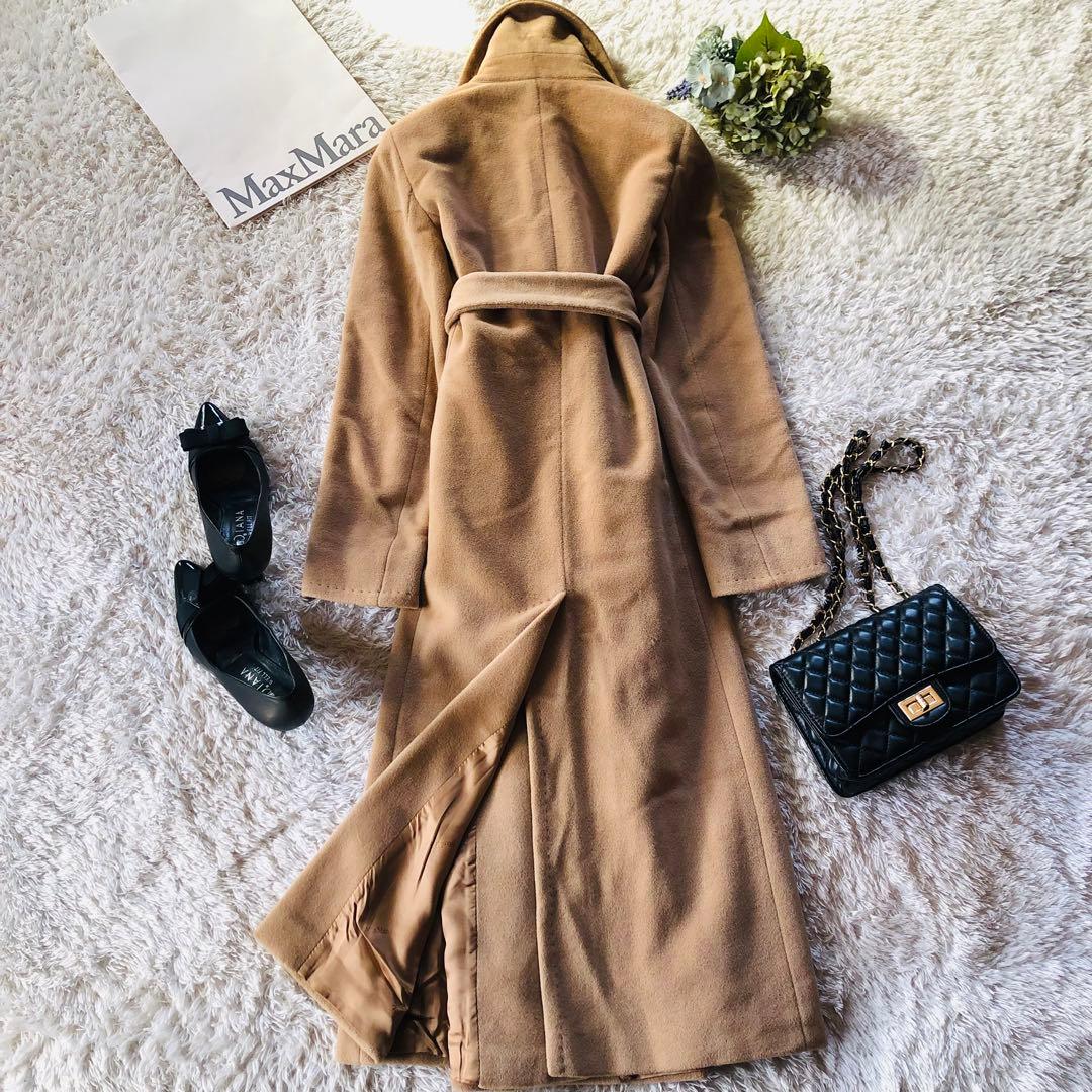美品✨マックスマーラ ベルテッドコート アンゴラ 女優襟 銀タグ キャメル36