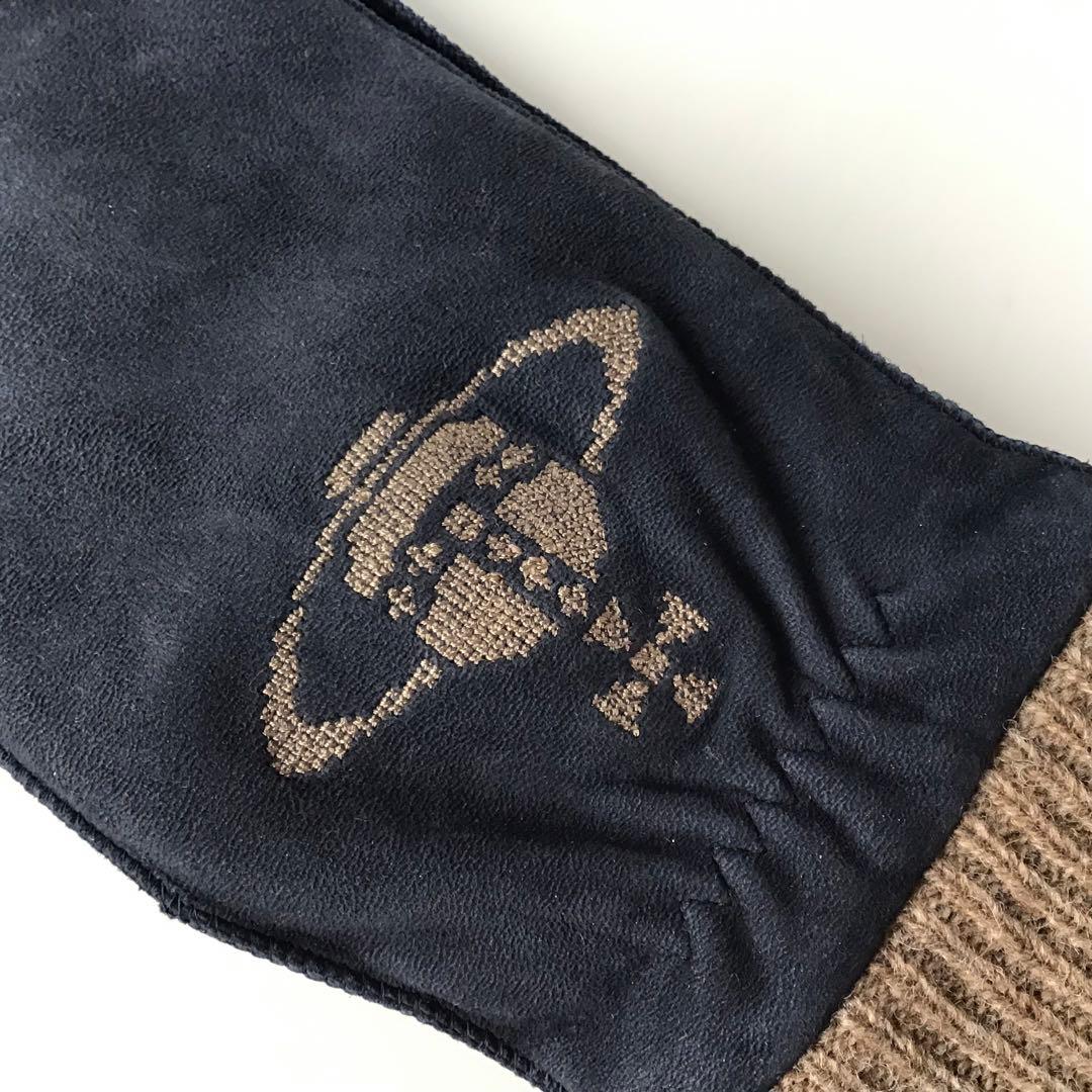 【新品】ヴィヴィアンウエストウッド✨羊革ミトン グローブ 手袋 ネイビー レザー