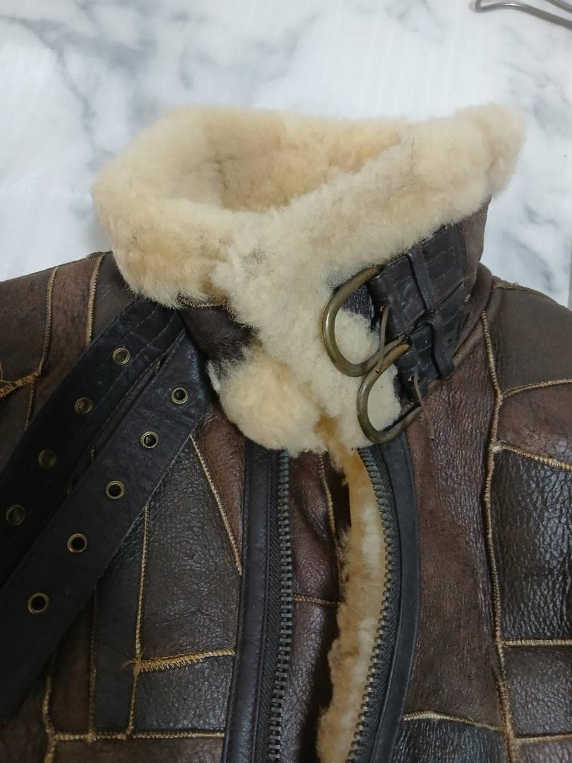 まさ様★B-3 ムートンフライトジャケット 羊革 ブラウン L