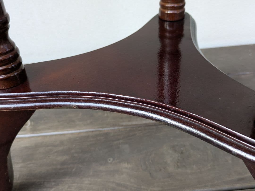 ヴィンテージ　木製大理石サイドテーブル　花台　アンティーク家具　昭和レトロ