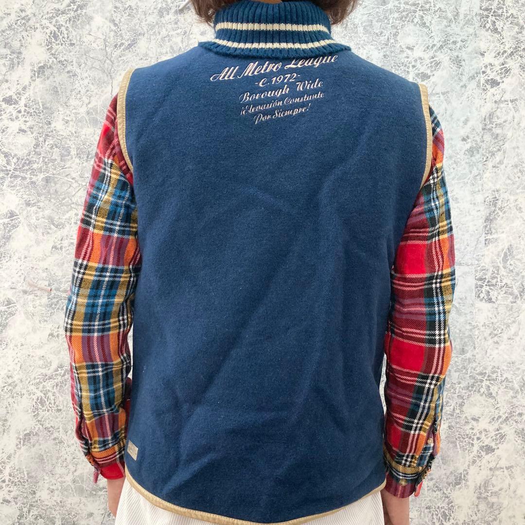 IJ297 激レアUS古着エコーアンリミテッド刺繍肉厚ウール中綿スタジャンベスト