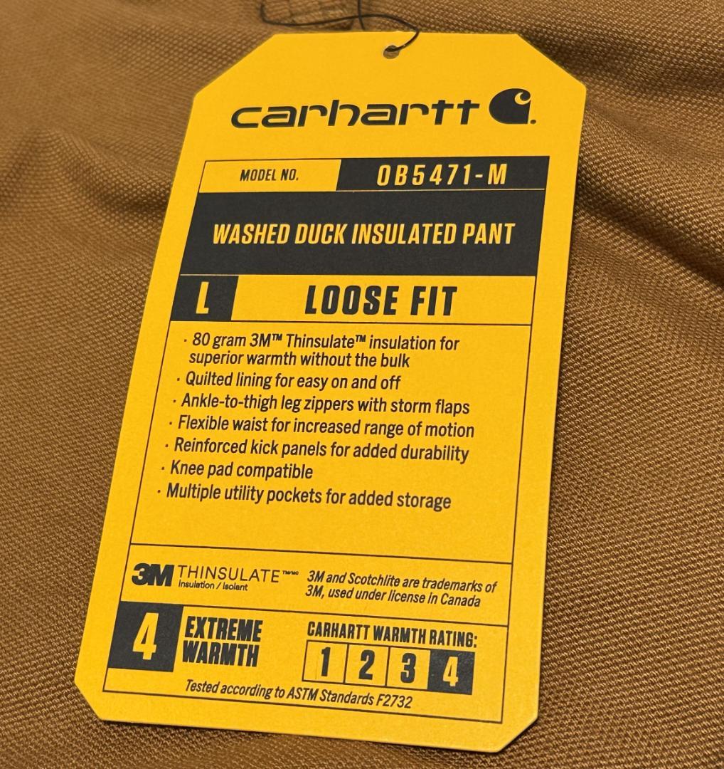 新品 カーハート ウォッシュダックインシュレーションパンツUS:XL/short