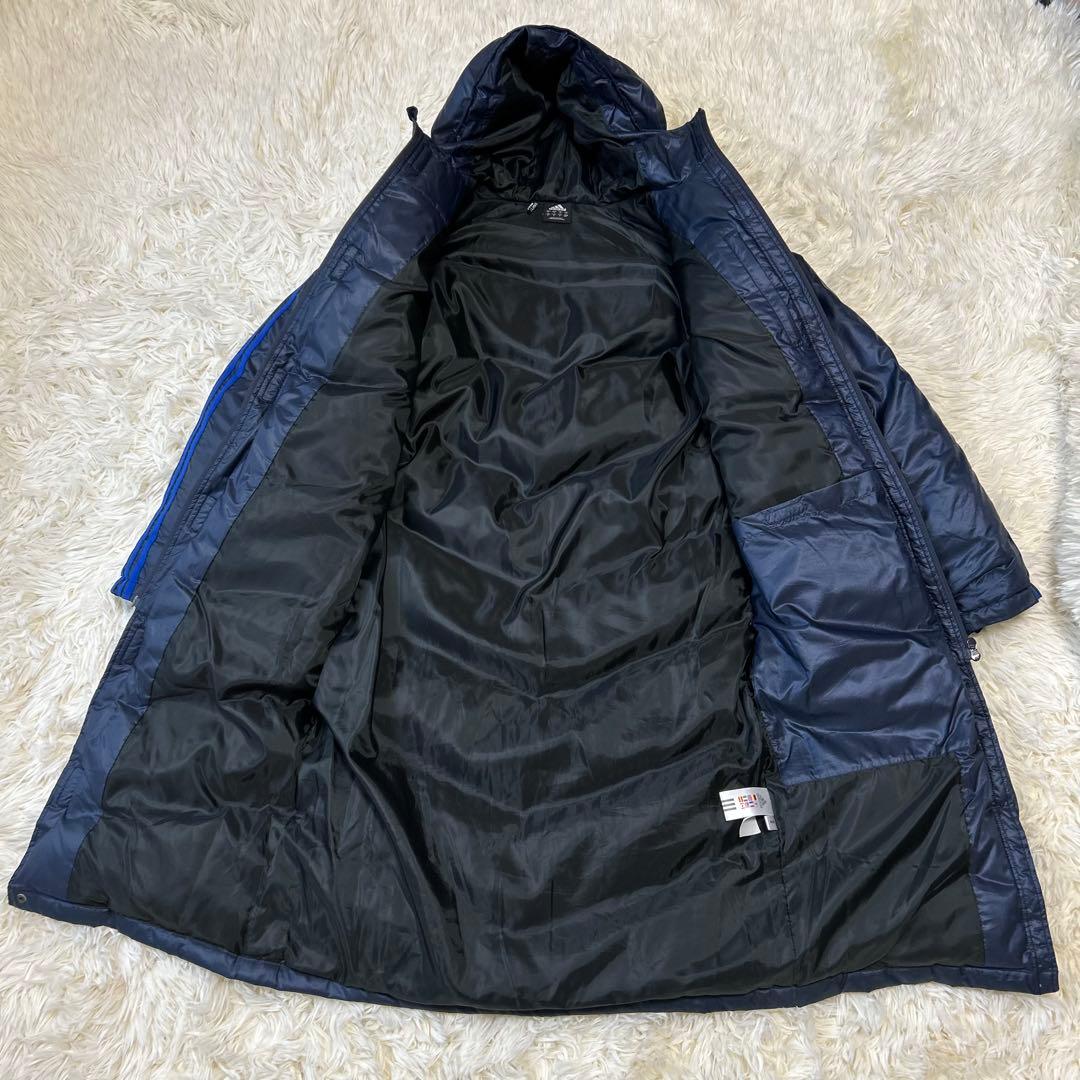 未使用級adidas アディダス ロングダウンコート ベンチコート M ネイビー