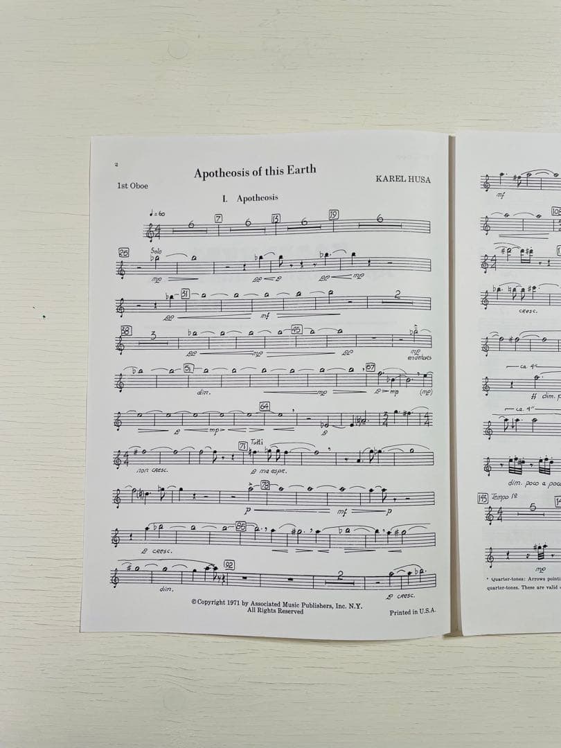 KAREL HUSA Apotheosis of this Earth吹奏楽楽譜
