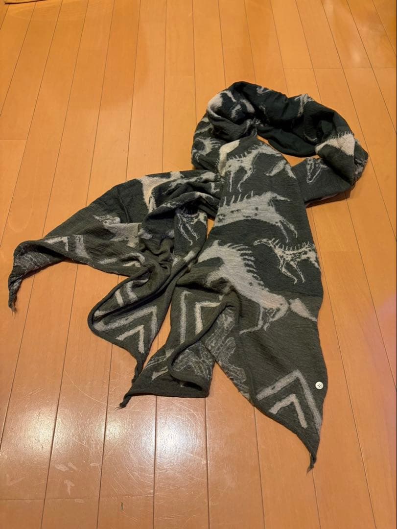 【美品】KAPITAL 縮絨ウールインディアンペインティングストール