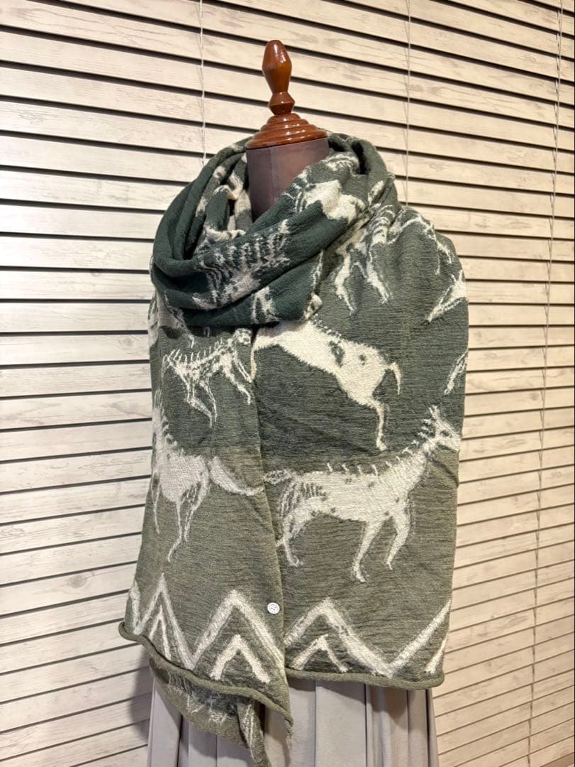 【美品】KAPITAL 縮絨ウールインディアンペインティングストール