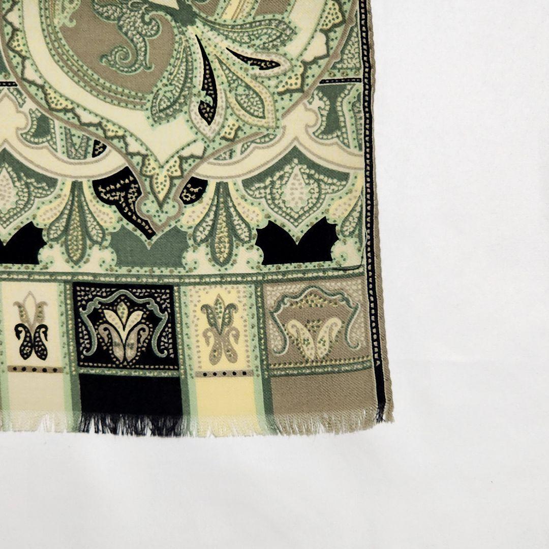 極美品★ETRO★ ストール ペイズリー柄 シルク ブラック グレー グリーン.