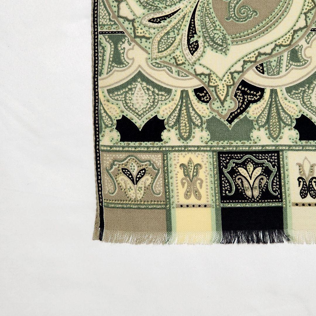 極美品★ETRO★ ストール ペイズリー柄 シルク ブラック グレー グリーン.