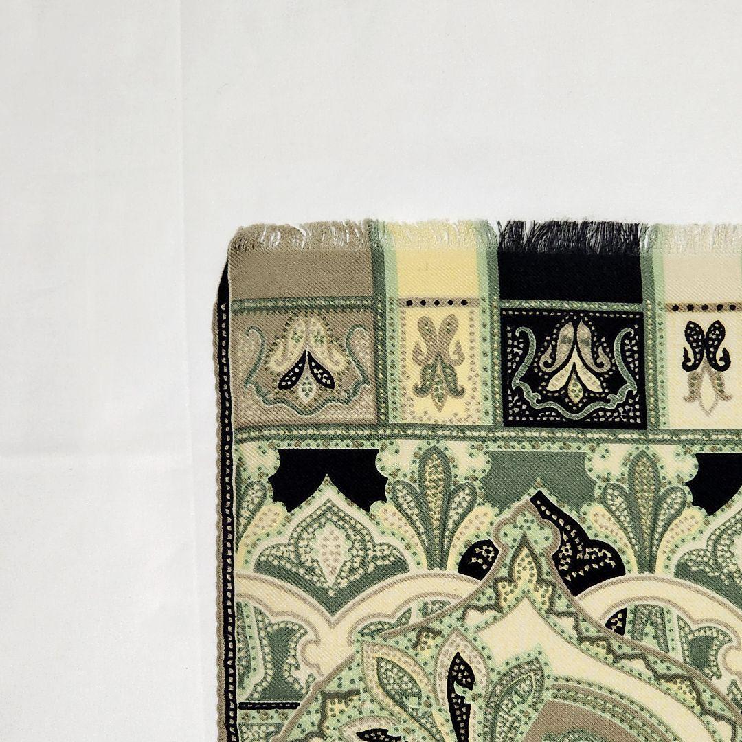 極美品★ETRO★ ストール ペイズリー柄 シルク ブラック グレー グリーン.