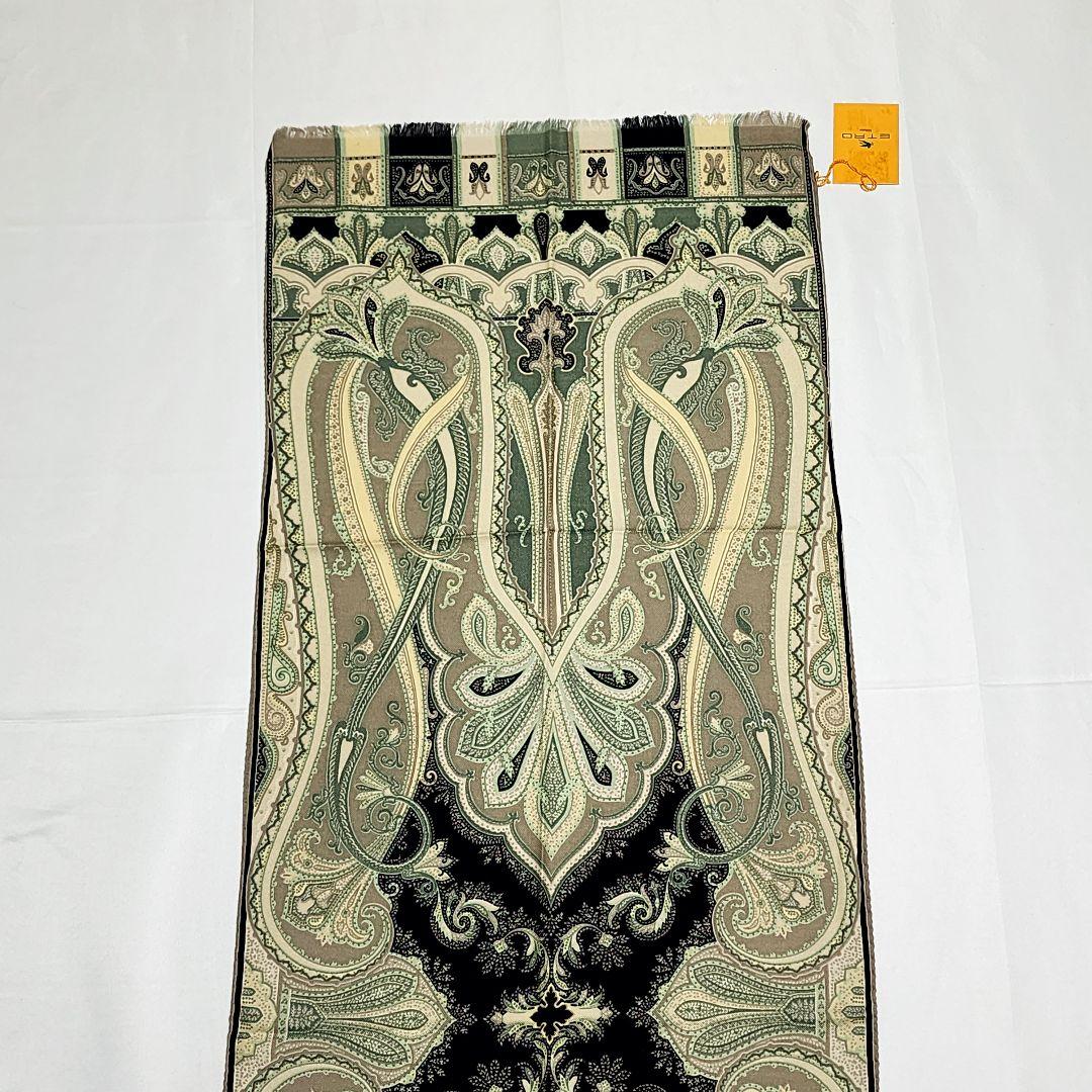 極美品★ETRO★ ストール ペイズリー柄 シルク ブラック グレー グリーン.