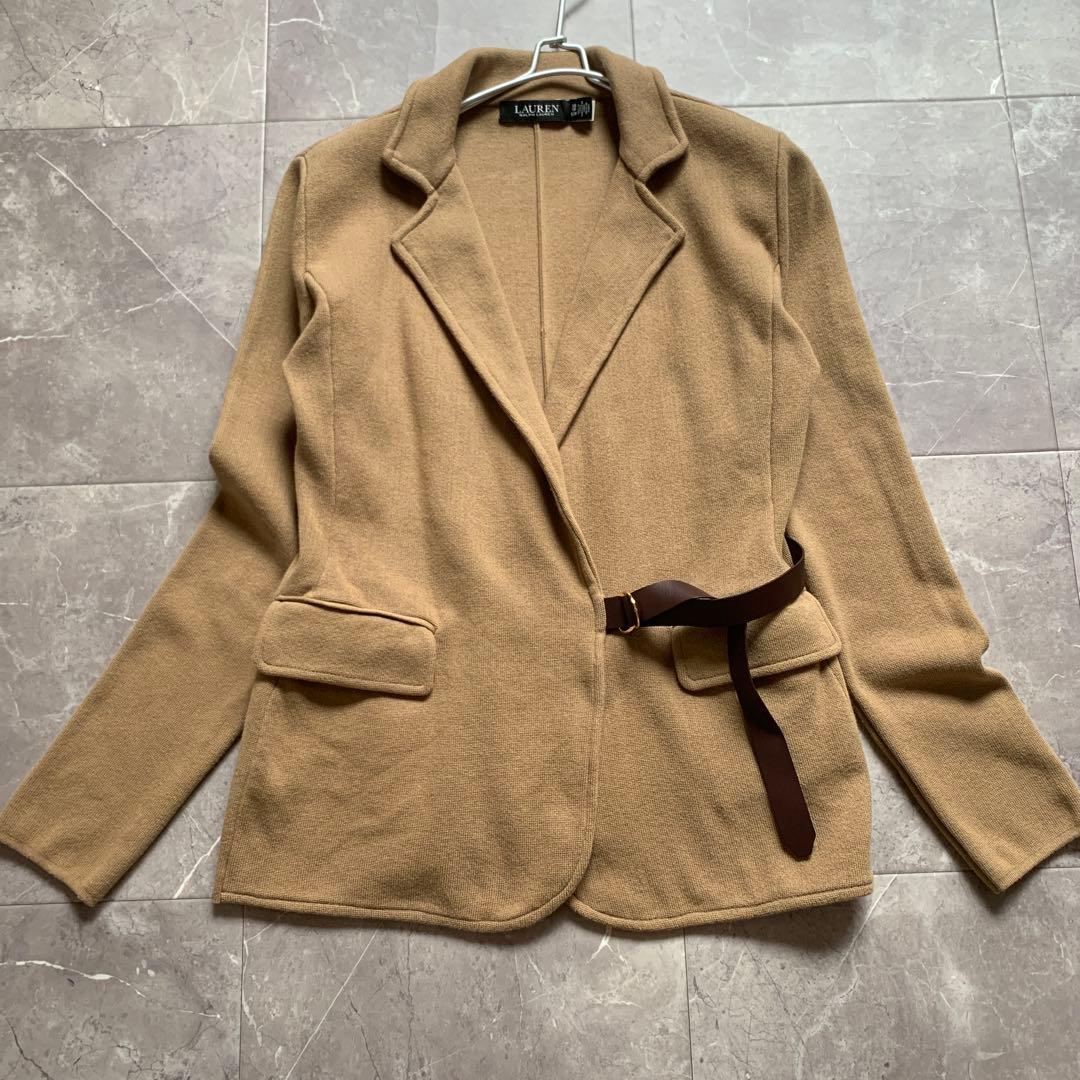 ローレンラルフローレン　レザートリムコットンブレンドブレザー　近年モデル　XS