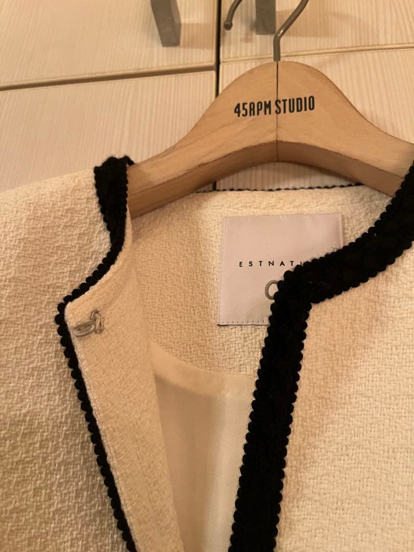 ESTNATION コットンツイードノーカラージャケット