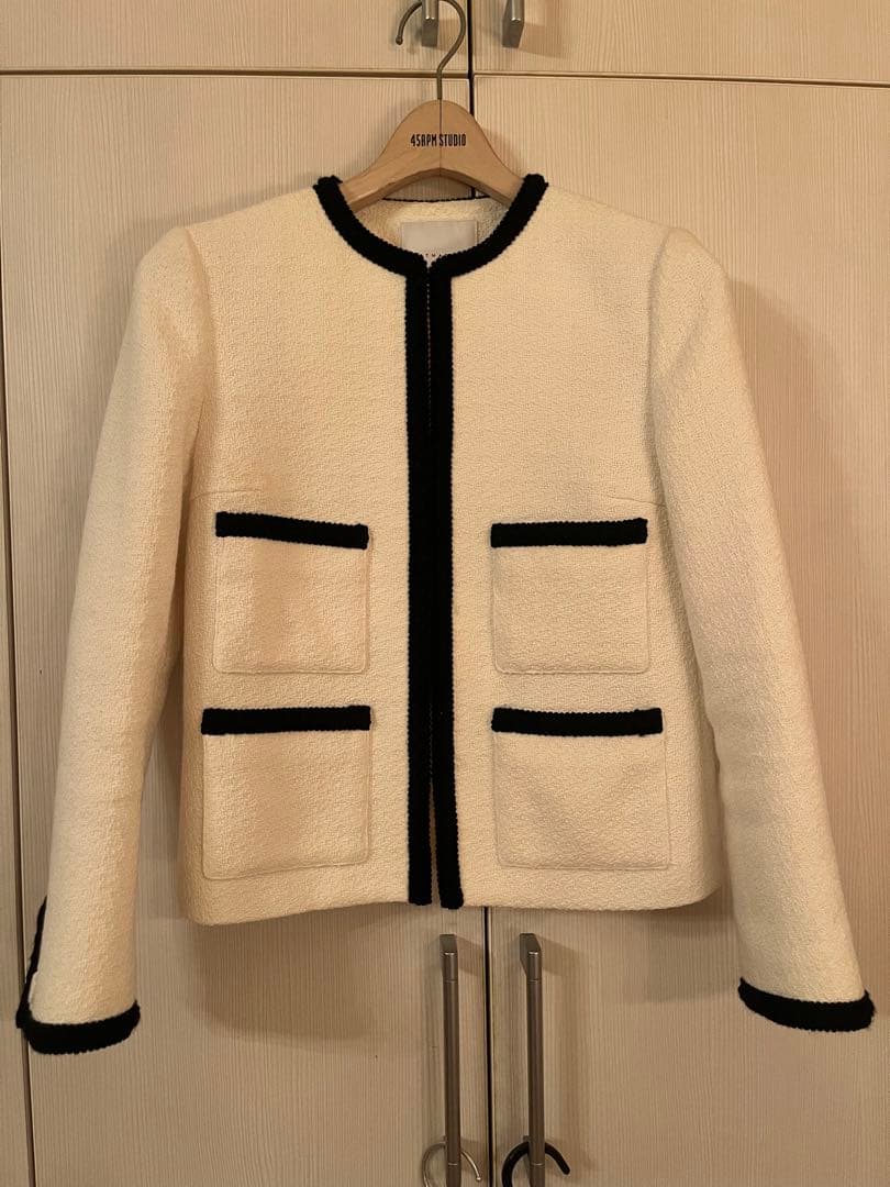 ESTNATION コットンツイードノーカラージャケット