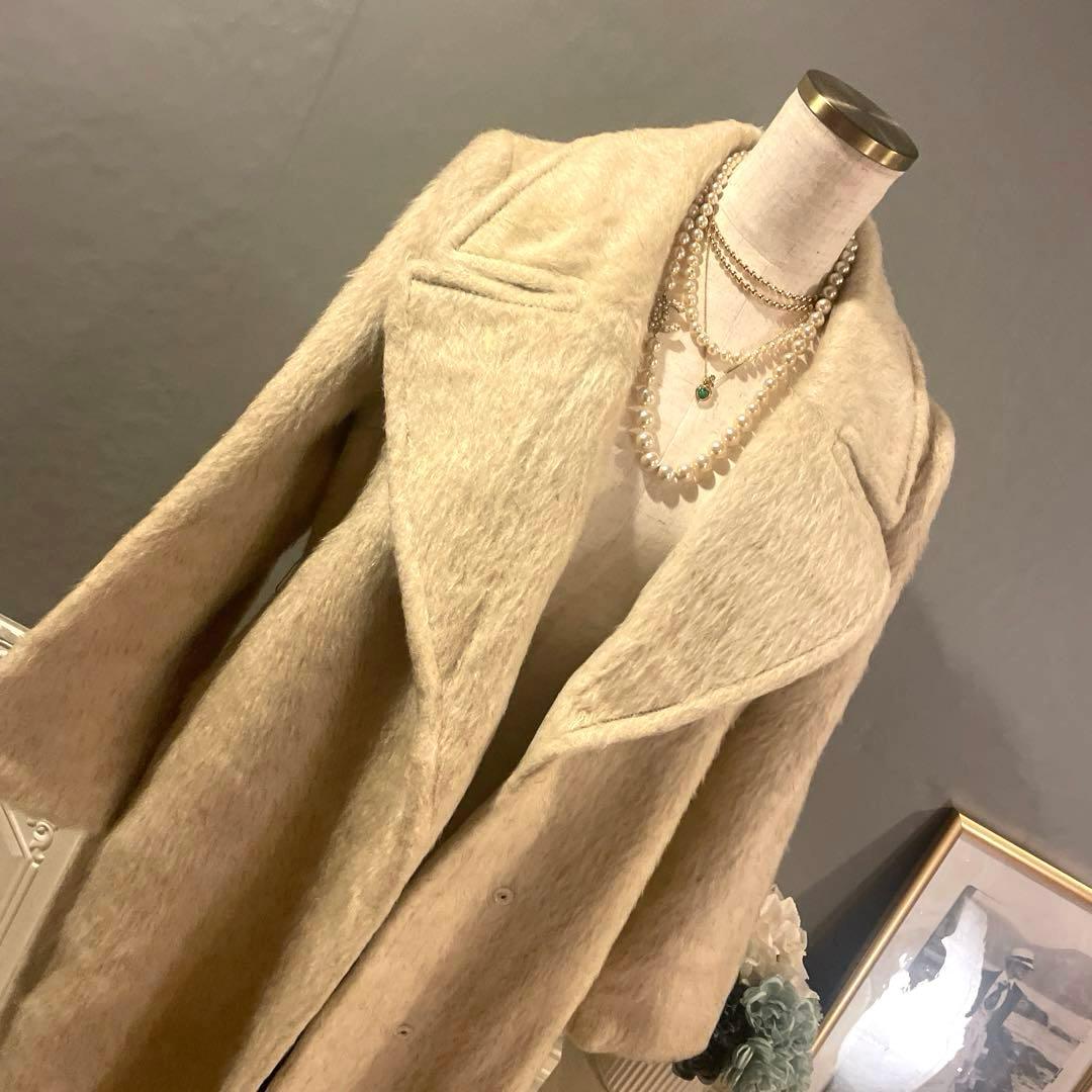 【9万円】ロンドン生地使用　デザイン　シャギービッグカラーコート