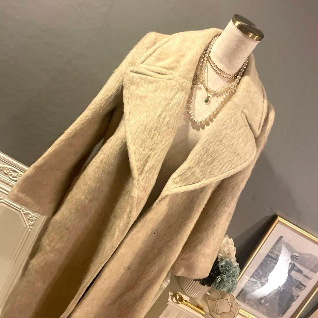 【9万円】ロンドン生地使用　デザイン　シャギービッグカラーコート