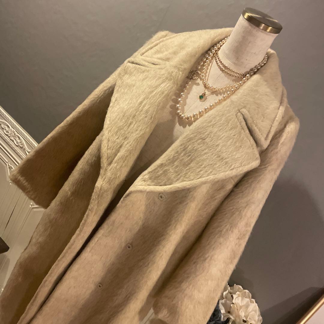 【9万円】ロンドン生地使用　デザイン　シャギービッグカラーコート