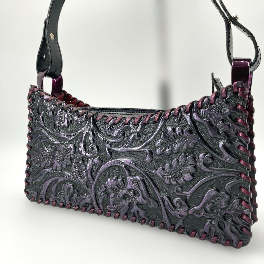 美品✨KENZO ケンゾー カービング ショルダーバッグ ボタニカル くり手