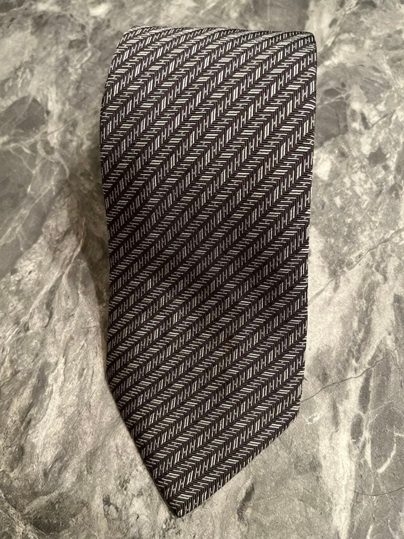 HERMES-PARIS ヘリンボーン シルクネクタイ