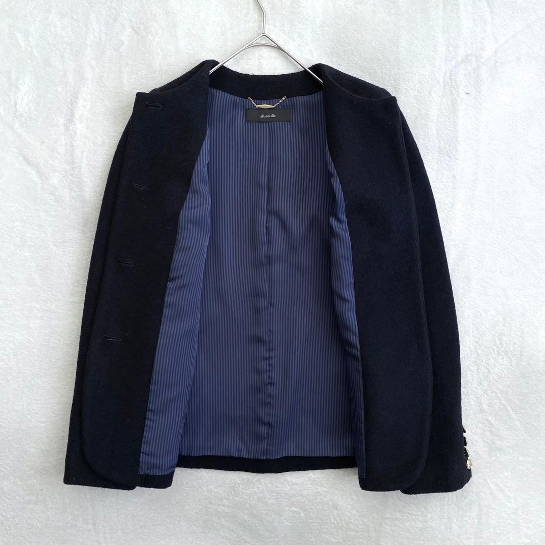 【ほぼ未使用✨】allureville パイルメルトンノーカラージャケット 黒