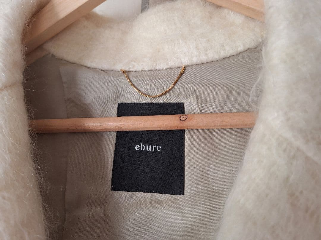 ebure エブール　モヘアリバーシャギーロングコート　オフホワイト