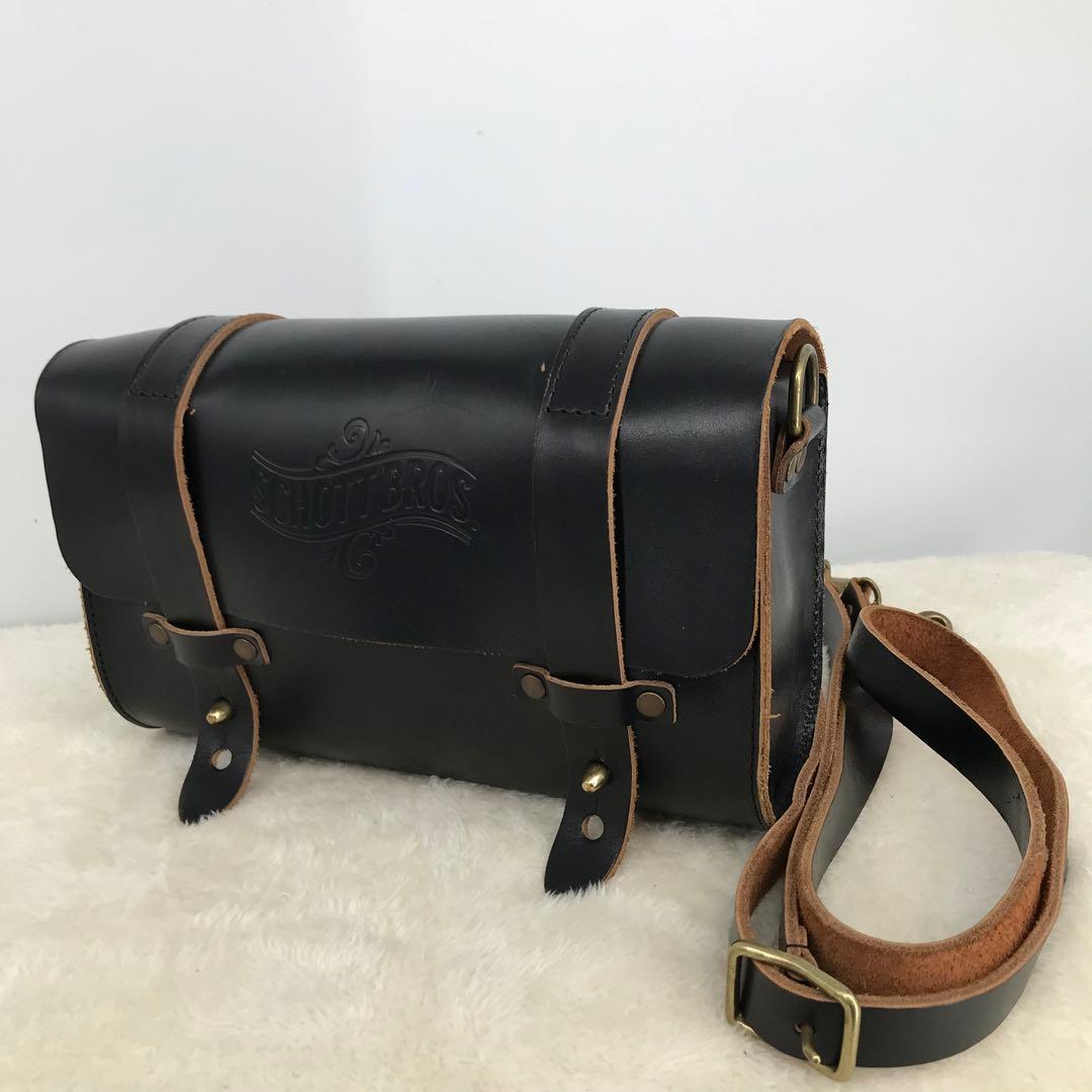 Schott　ツールバッグ　牛革　ブラック　茶芯