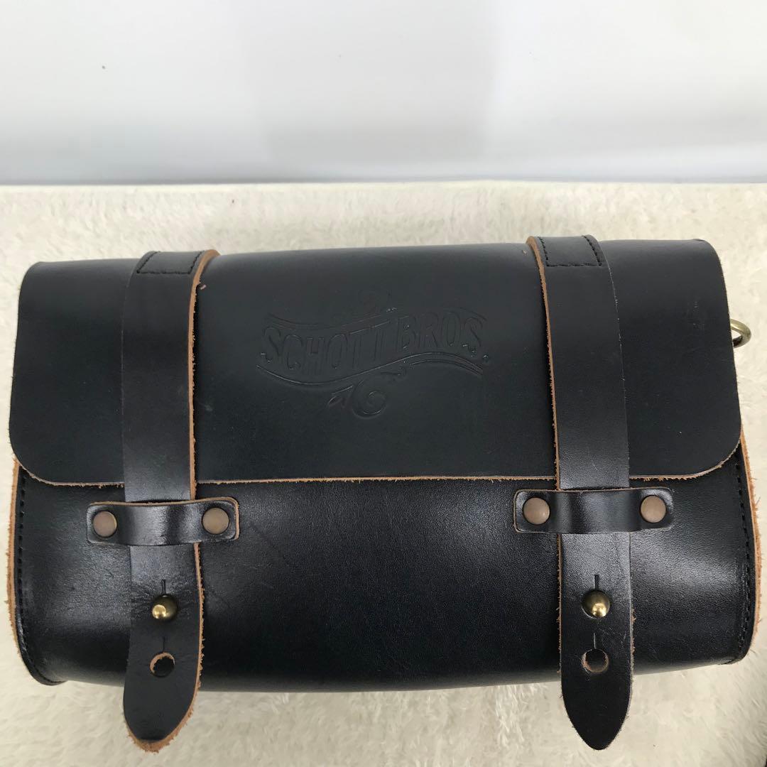 Schott　ツールバッグ　牛革　ブラック　茶芯