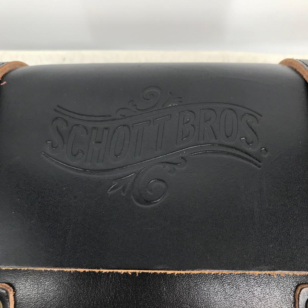 Schott　ツールバッグ　牛革　ブラック　茶芯