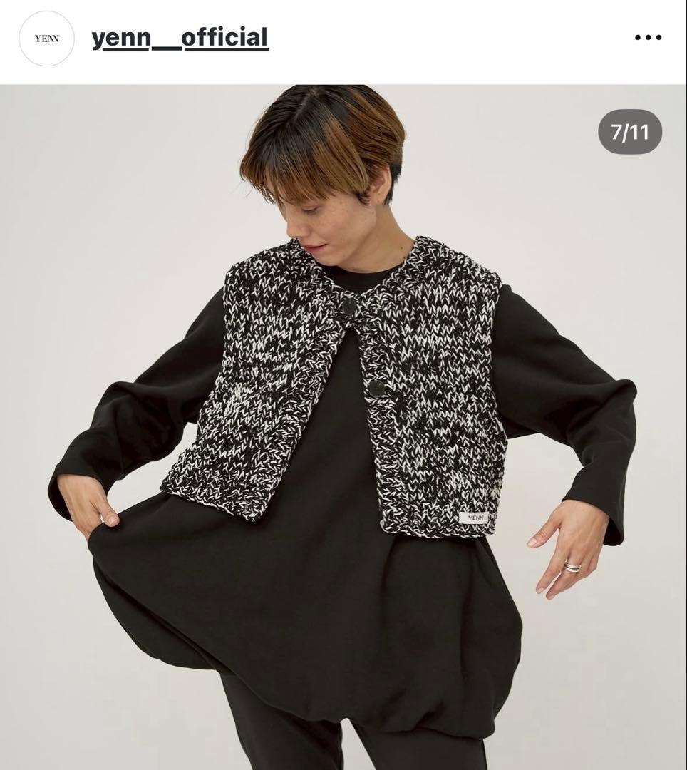 YENN ミックスハンドニットベスト ブラック