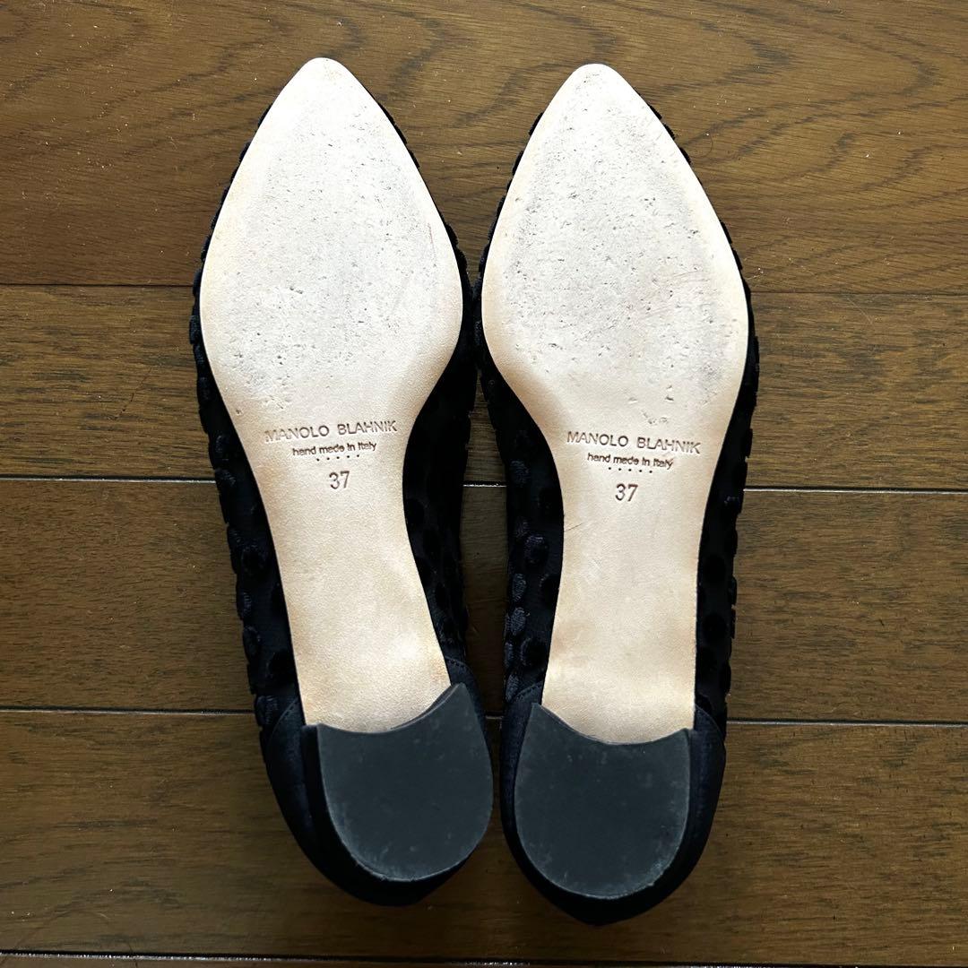 MANOLO BLAHNIK マノロブラニク ハンギシ シースルードット黒 37