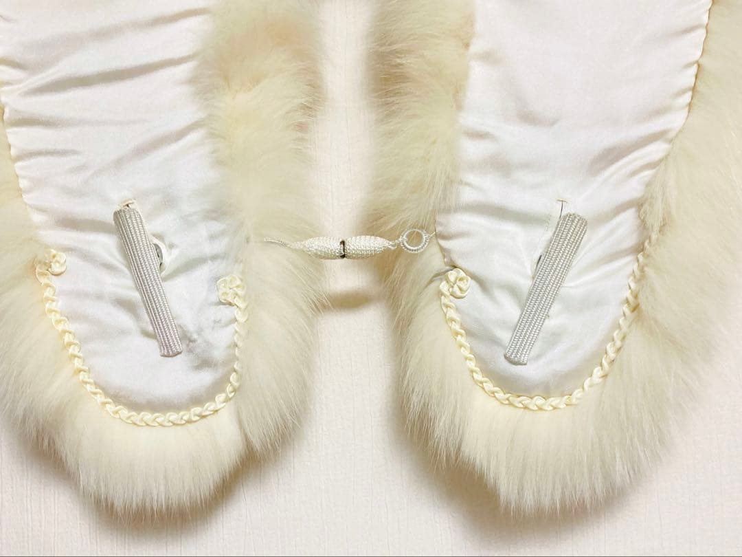 SAGA FOX フォックスファー ショール 成人式振袖 アイボリー 高品質 白