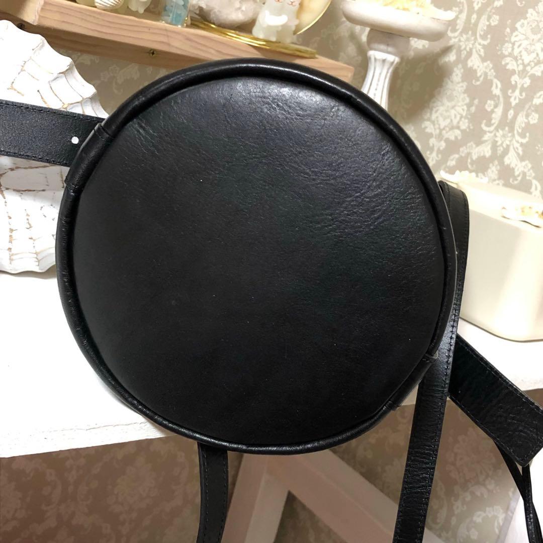 ANIECA黒レザー巾着型ショルダーバッグ