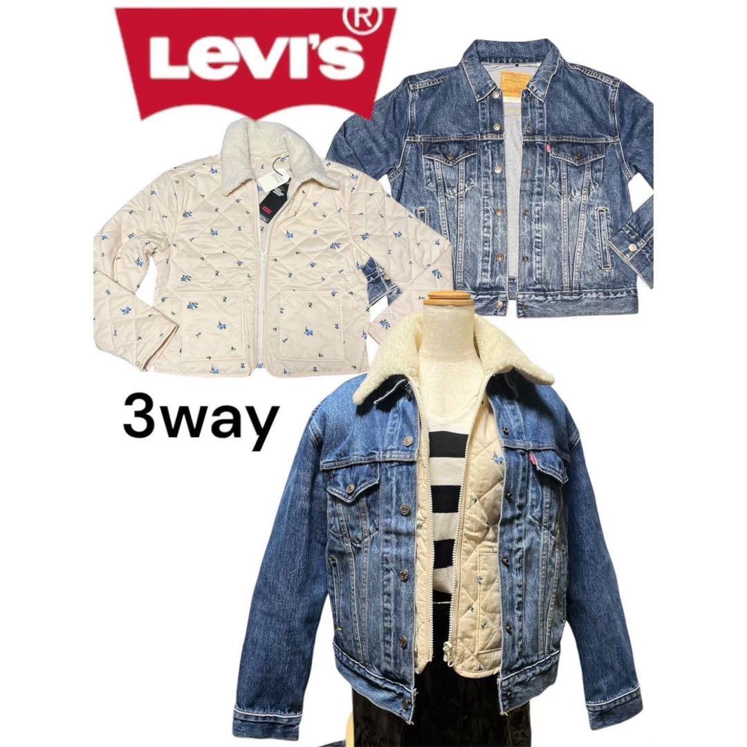 美品◎新品付きLevi'sリーバイスデニムジャケット 3ウェイ　花柄