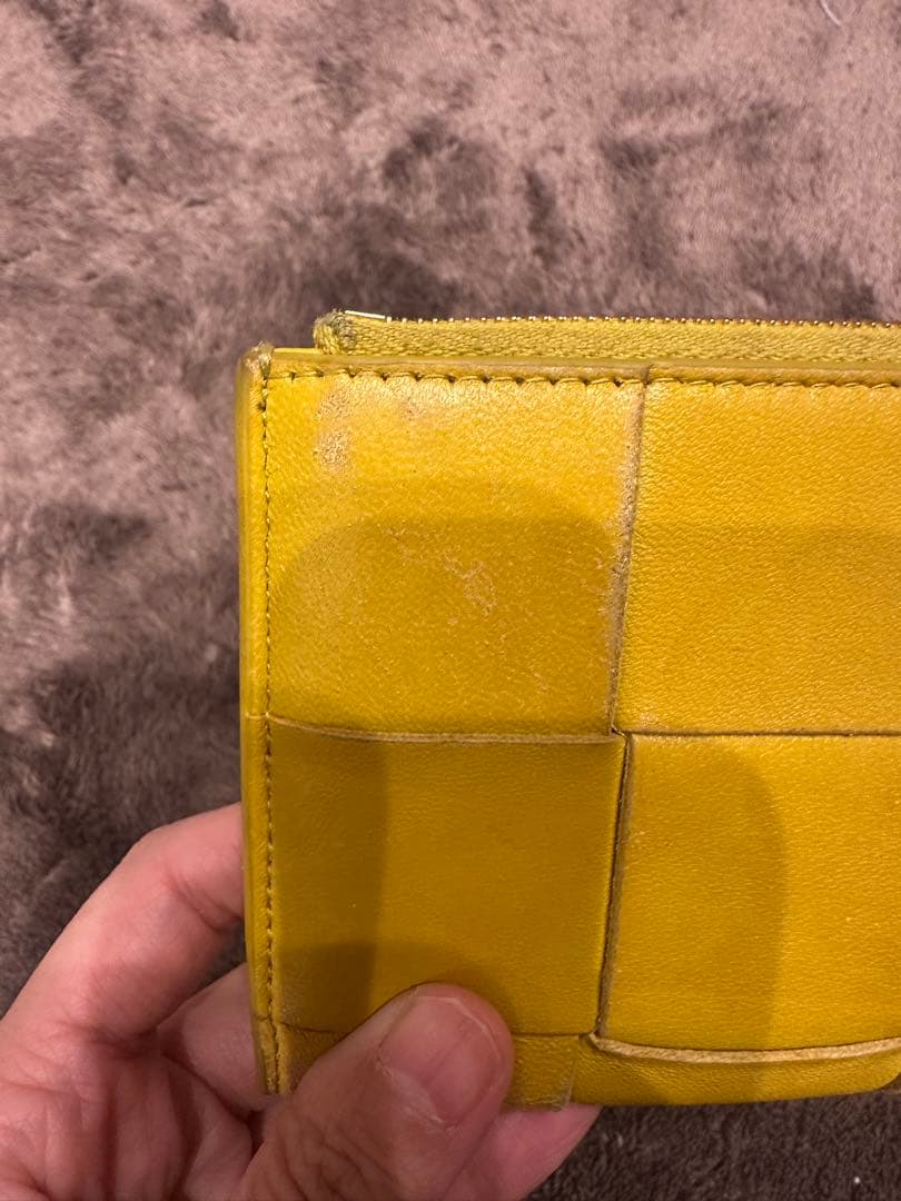 ブ*P様 ボッテガべネタ　イエロー レザー 二つ折り財布 パッチワーク