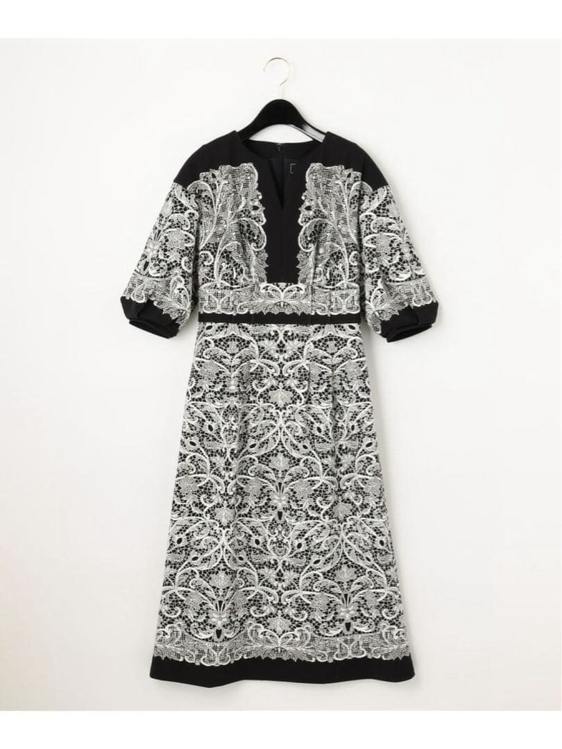 GRACE CONTINENTAL レースプリントカットドレス 36