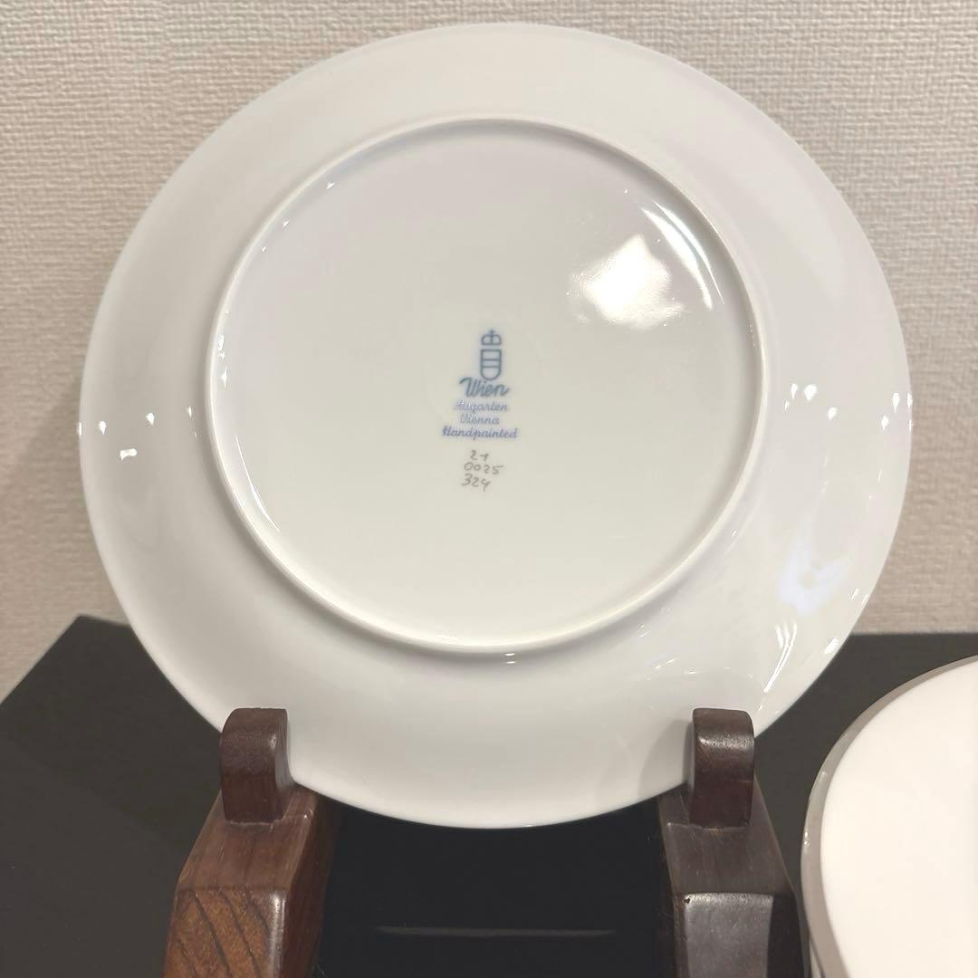 [アウガルテン]白磁・銀縁デザートプレート　6枚