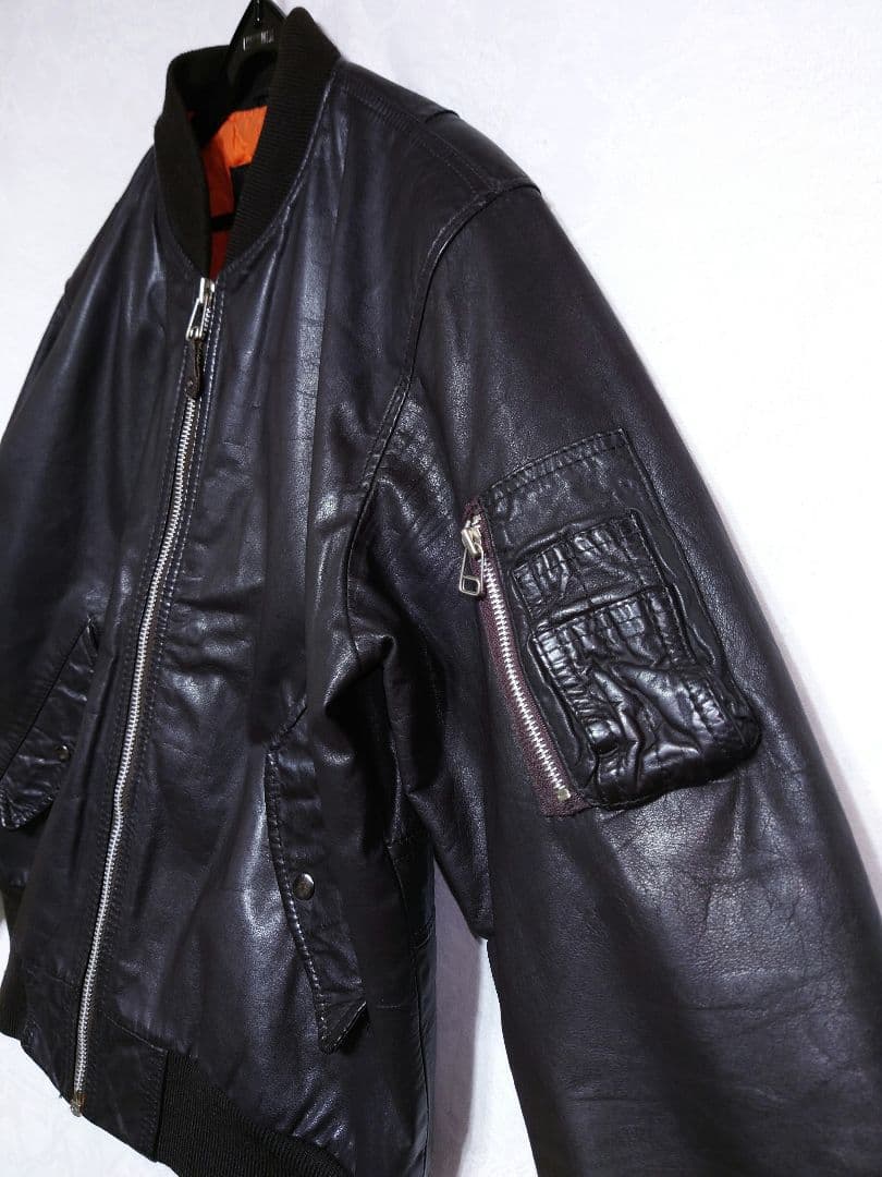 Suburban 90s 本革 牛革 レザー MA-1 ボンバージャケット L