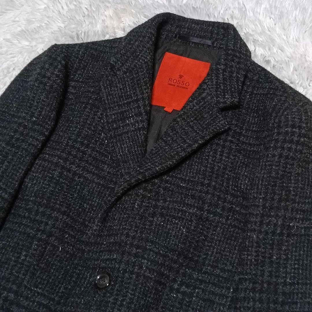 良品☆ ROSSO×ハリスツイード　チェスターコート　ロング　M　グレンチェック