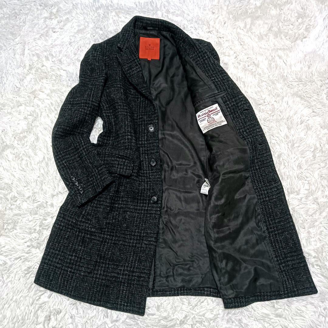 良品☆ ROSSO×ハリスツイード　チェスターコート　ロング　M　グレンチェック