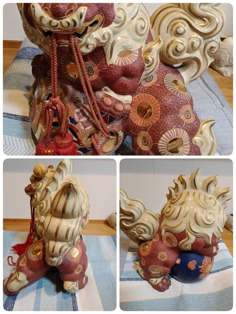 Yuki Tamakaさん専用　九谷焼 玉乗り獅子 玉獅子狛犬　シーサー　大吉