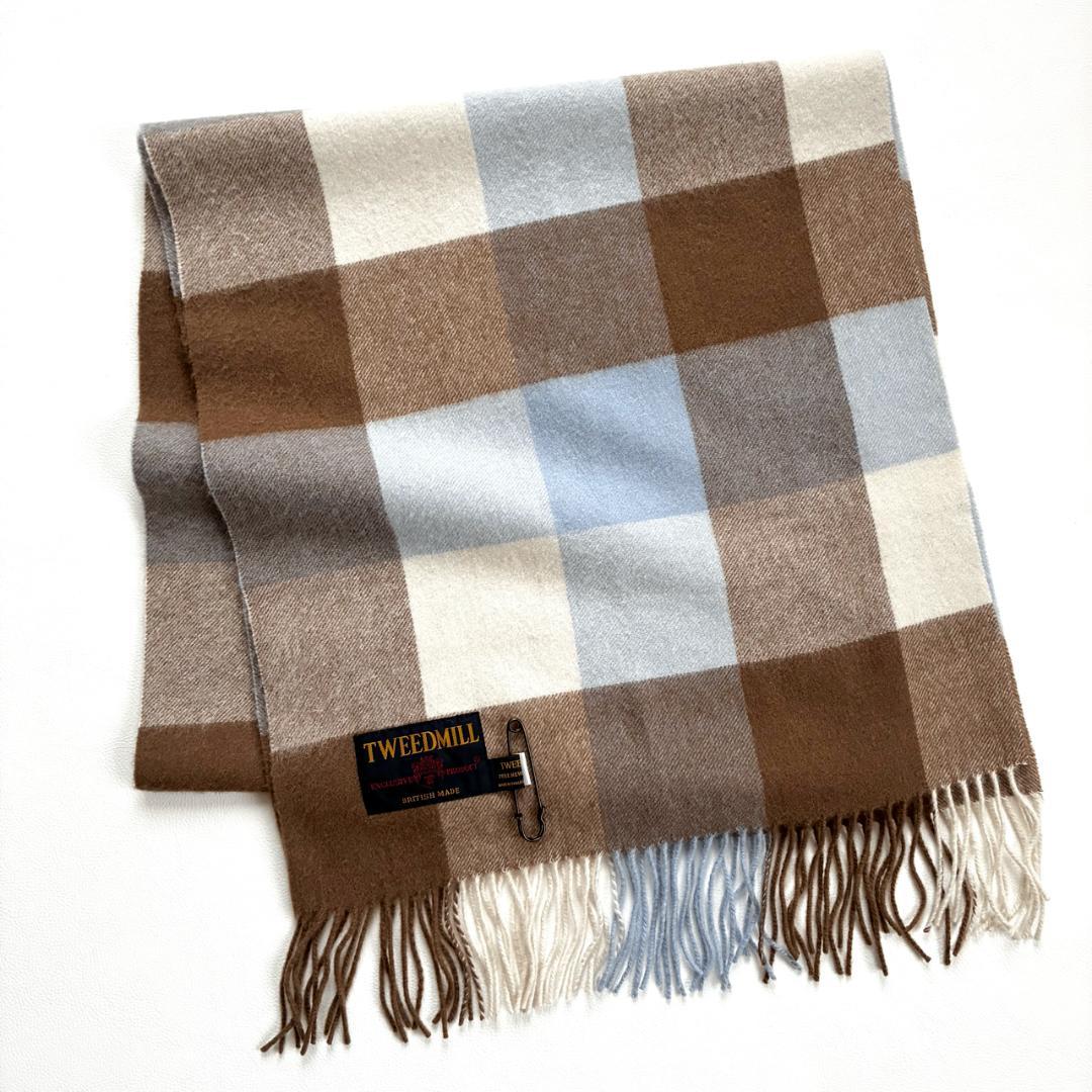 美品 TWEED MILL Lambswool Stole 大判 ストール