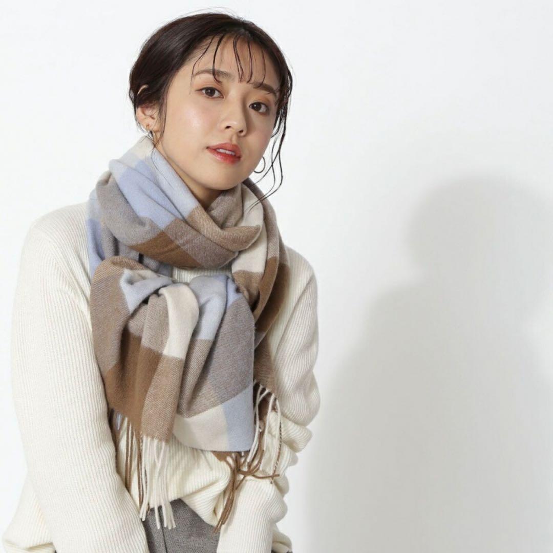 美品 TWEED MILL Lambswool Stole 大判 ストール