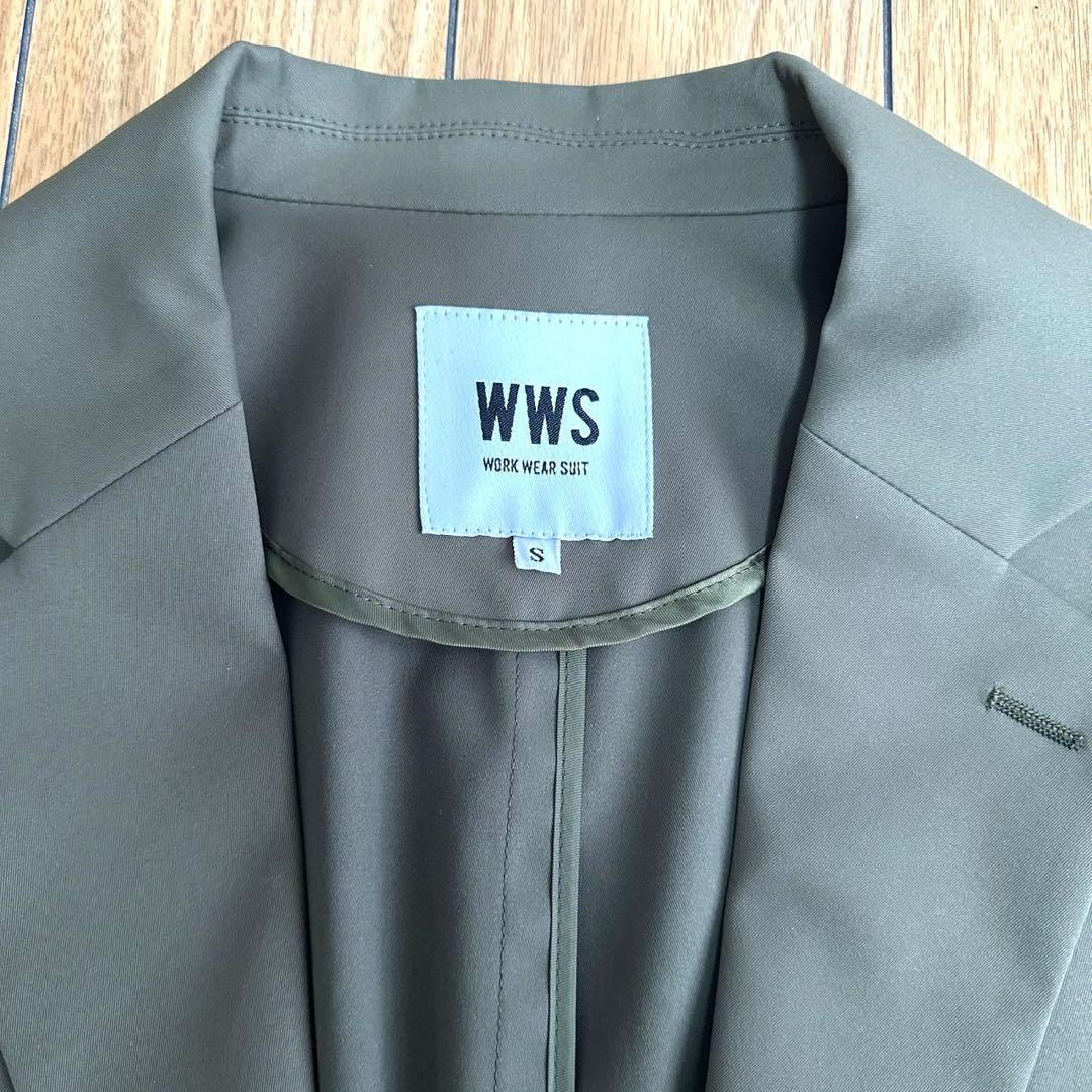 【WWS】スーツ上S下M：BIZジャケットアンクルパンツセットアップ【オリーブ】