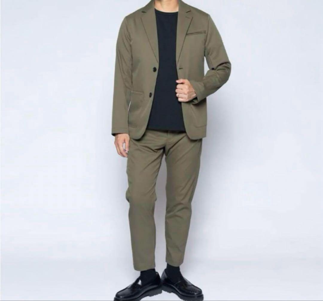 【WWS】スーツ上S下M：BIZジャケットアンクルパンツセットアップ【オリーブ】