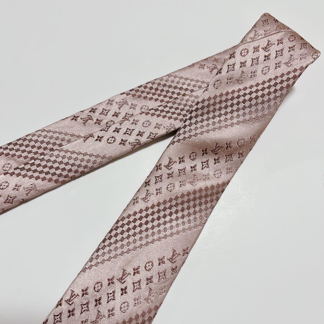 美品 ルイヴィトン ネクタイ ハイブランド モノグラム ダミエ 光沢 ジャガード