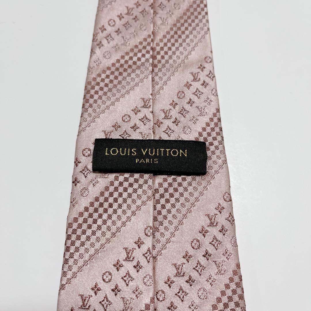 美品 ルイヴィトン ネクタイ ハイブランド モノグラム ダミエ 光沢 ジャガード