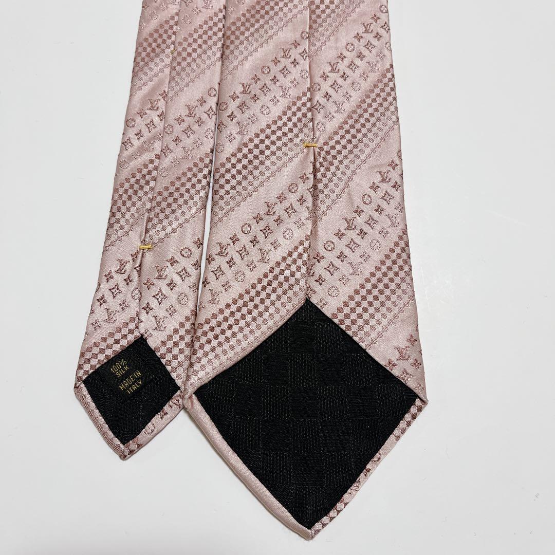 美品 ルイヴィトン ネクタイ ハイブランド モノグラム ダミエ 光沢 ジャガード