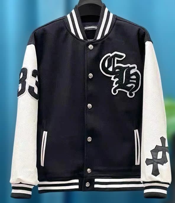 クロムハーツ　刺繍入りブラック/ホワイトジャケット