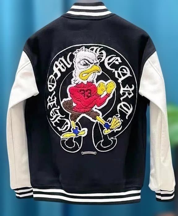 クロムハーツ　刺繍入りブラック/ホワイトジャケット