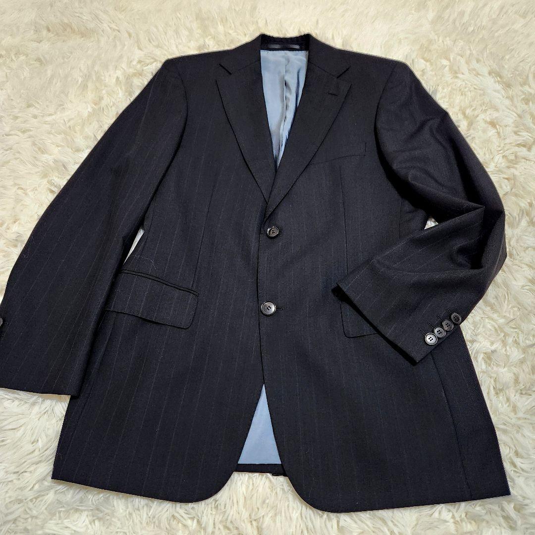 【美品】HUGO BOSS シャドウストライプ セットアップ スーツ 46