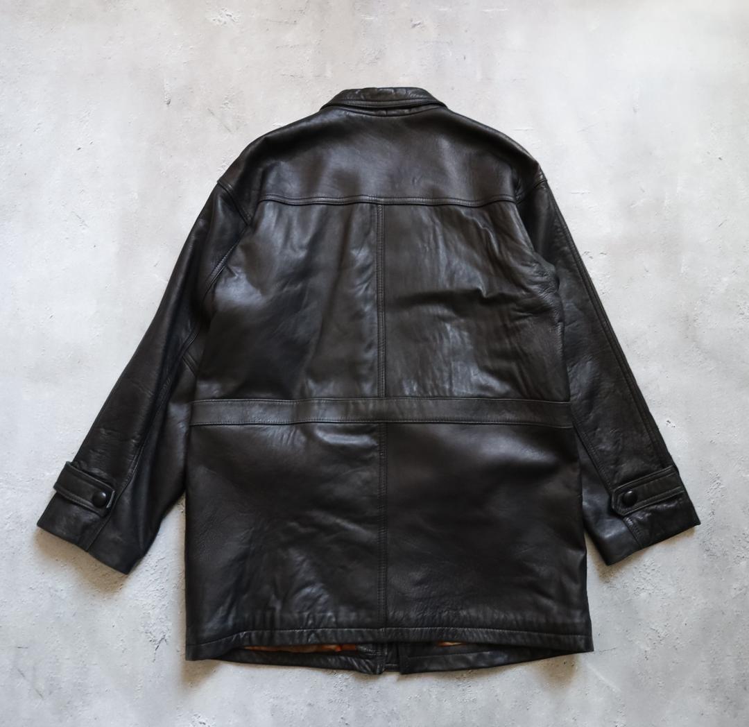 【90s】カーコート ビンテージ レザー ブラック 牛革